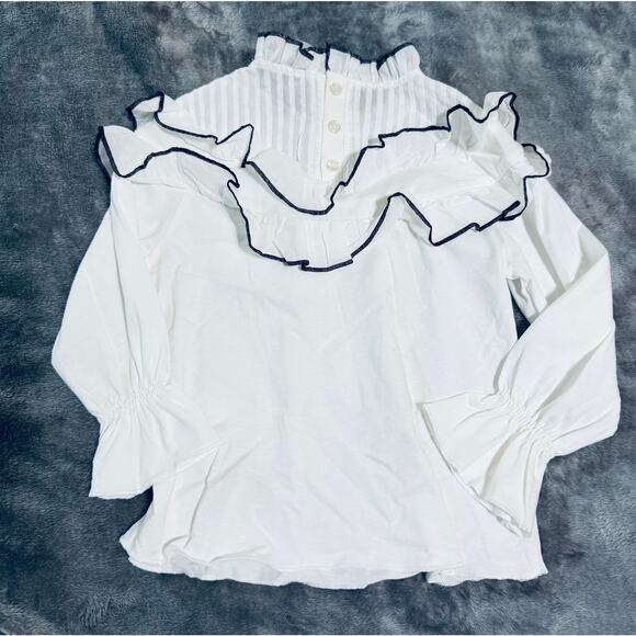 NWT Sugar Moon Size 5 Girl Ruffle Collar White‎ Blouse Top Long Sleeve Formal - Picture 4 of 4